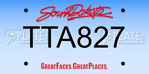 TTA827 South Dakota License Plate