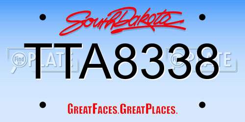 TTA8338 South Dakota License Plate