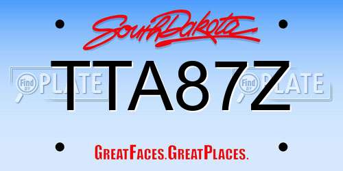 TTA87Z South Dakota License Plate