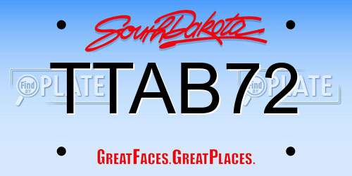 TTAB72 South Dakota License Plate