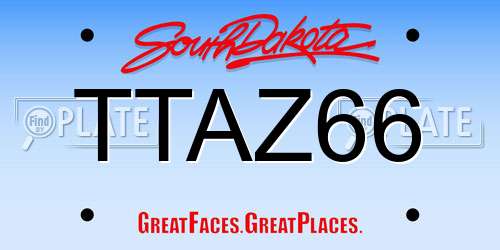 TTAZ66 South Dakota License Plate