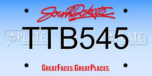 TTB545 South Dakota License Plate