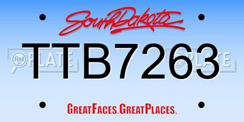 TTB7263 South Dakota License Plate