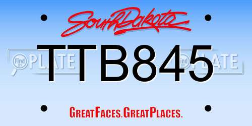 TTB845 South Dakota License Plate