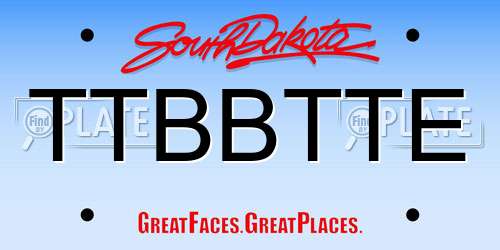 TTBBTTE South Dakota License Plate