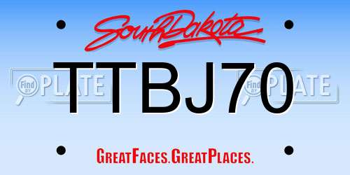 TTBJ70 South Dakota License Plate