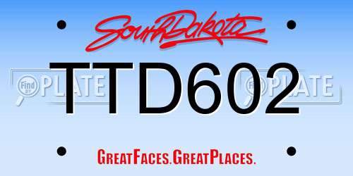 TTD602 South Dakota License Plate
