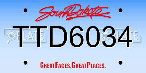 TTD6034 South Dakota License Plate