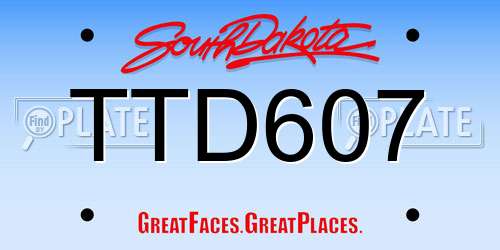 TTD607 South Dakota License Plate
