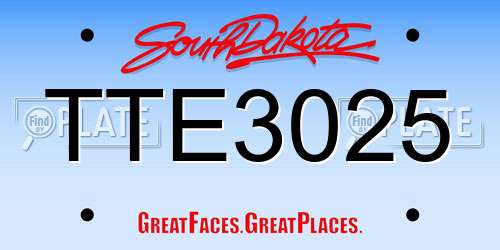 TTE3025 South Dakota License Plate