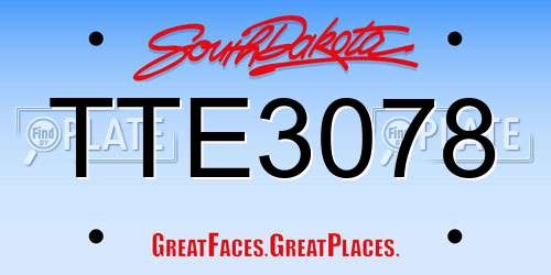 TTE3078 South Dakota License Plate