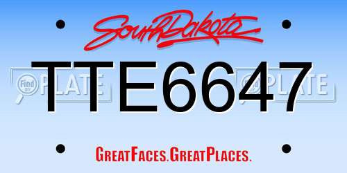 TTE6647 South Dakota License Plate