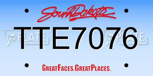 TTE7076 South Dakota License Plate