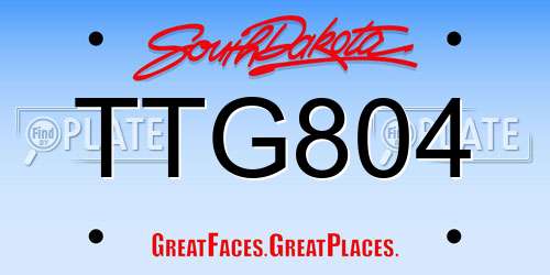 TTG804 South Dakota License Plate