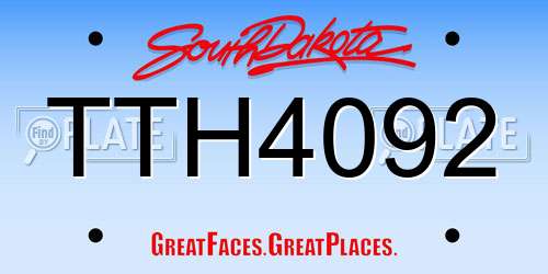 TTH4092 South Dakota License Plate