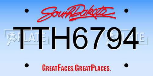 TTH6794 South Dakota License Plate