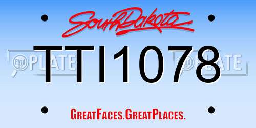 TTI1078 South Dakota License Plate