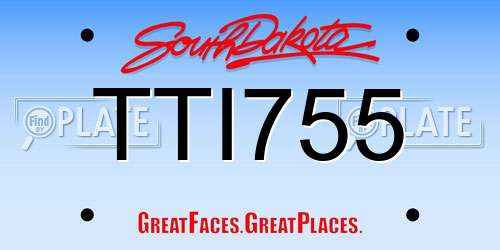 TTI755 South Dakota License Plate