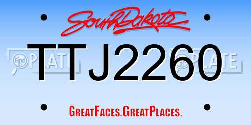 TTJ2260 South Dakota License Plate