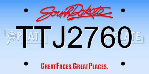 TTJ2760 South Dakota License Plate