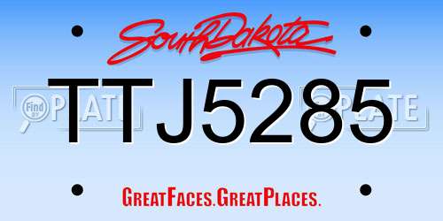 TTJ5285 South Dakota License Plate