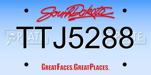 TTJ5288 South Dakota License Plate