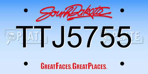 TTJ5755 South Dakota License Plate
