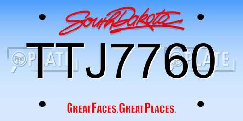 TTJ7760 South Dakota License Plate