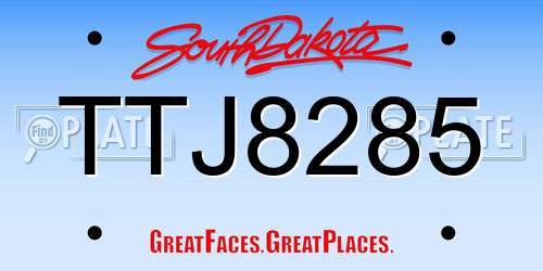 TTJ8285 South Dakota License Plate