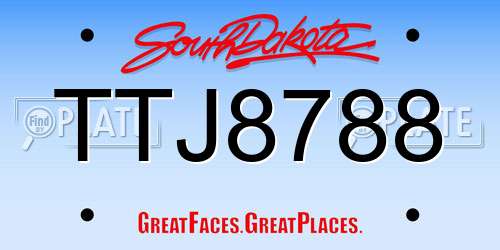 TTJ8788 South Dakota License Plate