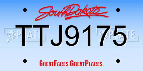TTJ9175 South Dakota License Plate