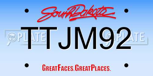 TTJM92 South Dakota License Plate