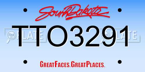 TTO3291 South Dakota License Plate