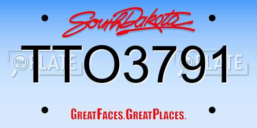 TTO3791 South Dakota License Plate
