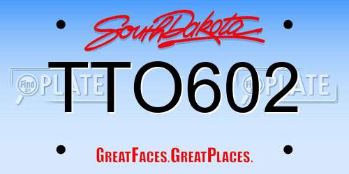 TTO602 South Dakota License Plate