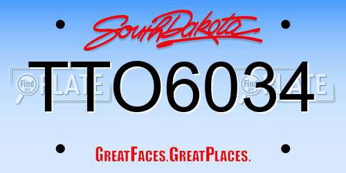 TTO6034 South Dakota License Plate
