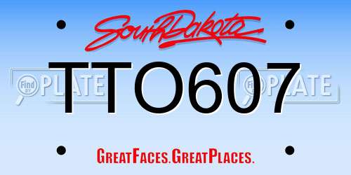 TTO607 South Dakota License Plate