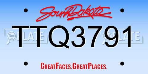 TTQ3791 South Dakota License Plate