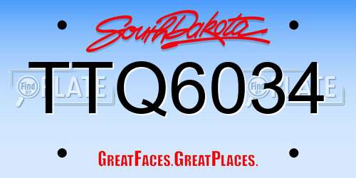 TTQ6034 South Dakota License Plate