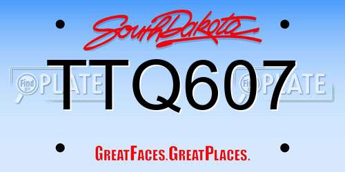 TTQ607 South Dakota License Plate