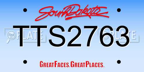 TTS2763 South Dakota License Plate