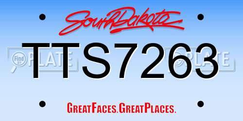 TTS7263 South Dakota License Plate