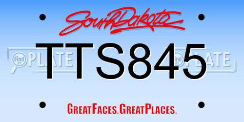 TTS845 South Dakota License Plate