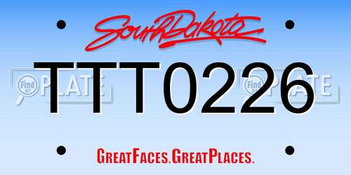TTT0226 South Dakota License Plate