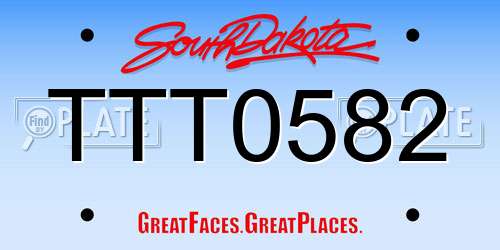 TTT0582 South Dakota License Plate