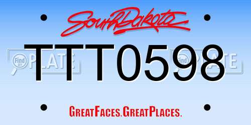 TTT0598 South Dakota License Plate
