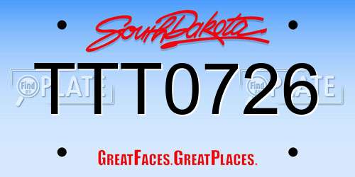 TTT0726 South Dakota License Plate