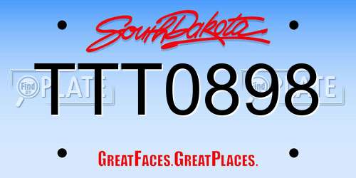 TTT0898 South Dakota License Plate