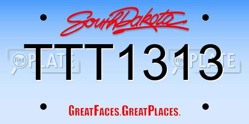 TTT1313 South Dakota License Plate
