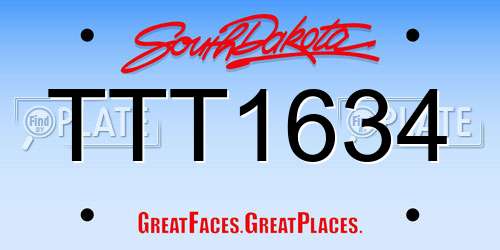 TTT1634 South Dakota License Plate